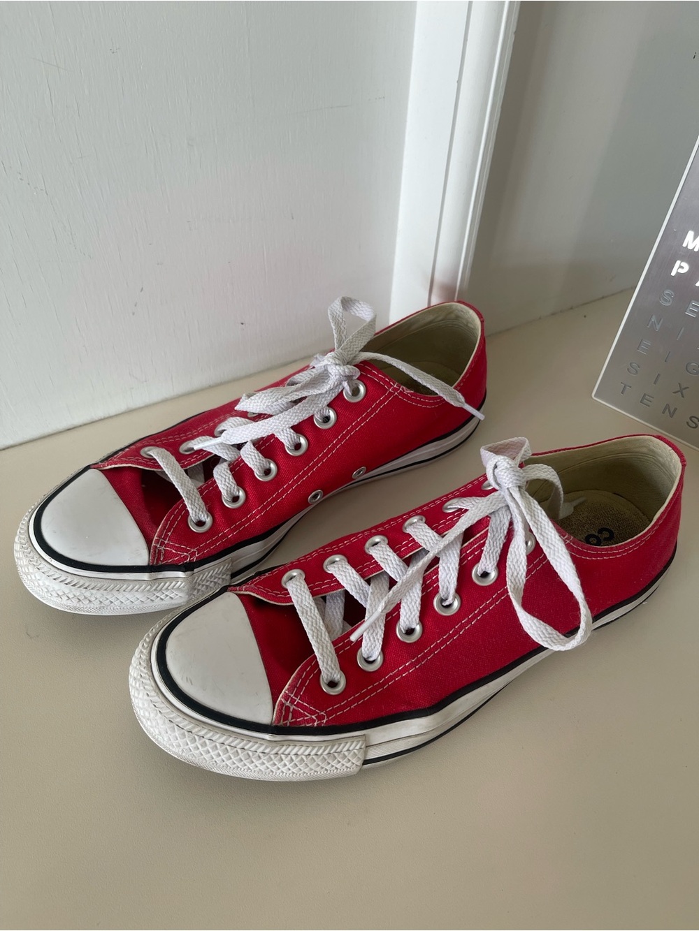 Converse Red Low-Top Canvas Sneakers with White Accents - Picture 2 of 4
